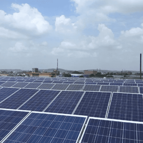 Aerial view of rooftop solar installations by Hammirde Energy Solutions solar company